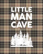 Little Man Cave - Trees Tan Plaid Background by Color Me Happy