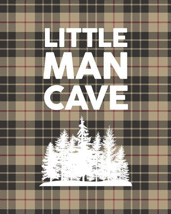 Little Man Cave - Trees Tan Plaid Background by Color Me Happy