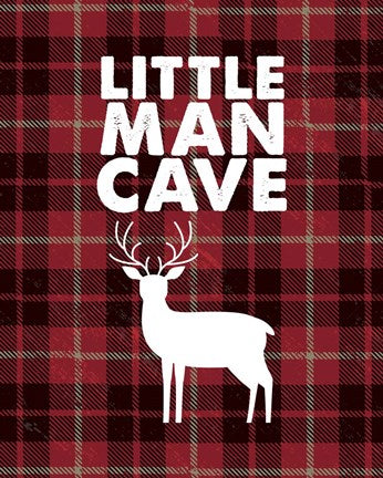 Little Man Cave - Deer Red Plaid Background by Color Me Happy