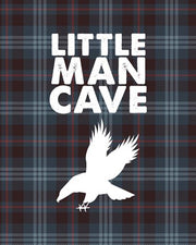 Little Man Cave - Eagle Blue Plaid Background by Color Me Happy
