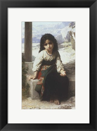 Framed Art Petite Mendiante, 1880 by William Adolphe Bouguereau Wall Decor 18x24 Artwork