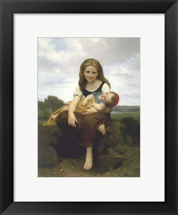 Framed Art The Elder Sister (La Soeur Ainee) by William Adolphe Bouguereau Wall Decor 18x24 Artwork