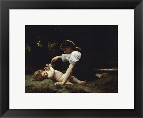 Framed Art Young Woman and Child, 1881 by William Adolphe Bouguereau Wall Decor 18x24 Artwork
