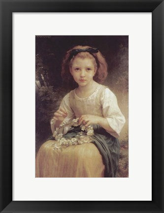 Framed Art Frame Art Child Braiding a Crown by William Adolphe Bouguereau Wall Decor 18x24 Artwork