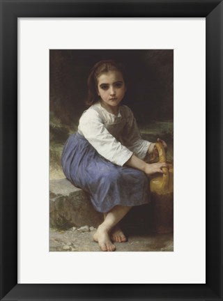 Framed Art Young Girl with a Pitcher; Jeune Fille a La Cruche, 1885 by William Adolphe Bouguereau Wall Decor 18x24 Artwork