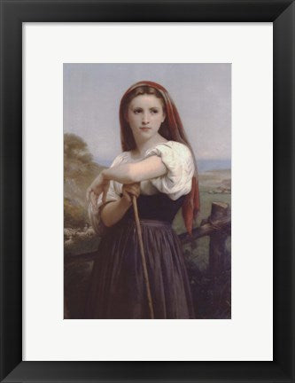 Framed Art The Young Shepherdess by William Adolphe Bouguereau Wall Decor 18x24 Artwork