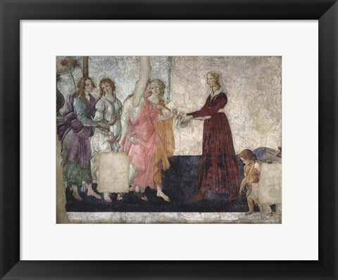 Framed Art Venus and the Graces Offering Gifts to a Young Girl by Sandro Botticelli Wall Decor 18x24 Artwork