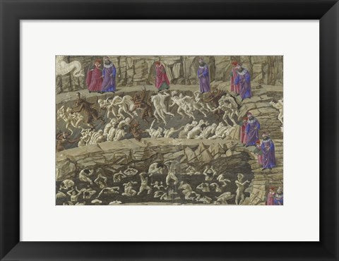 Framed Art Illustration to the Divine Comedy by Sandro Botticelli Wall Decor 18x24 Artwork