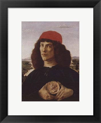 Framed Art Portrait of a Man with a Medal of Cosimo the Elder by Sandro Botticelli Wall Decor 18x24 Artwork