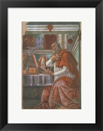 Framed Art Saint Augustine in his Cell by Sandro Botticelli Wall Decor 18x24 Artwork