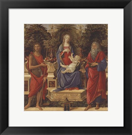 Framed Art Frame Art Enthroned Madonna with Child and Saints by Sandro Botticelli Wall Decor 18x24 Artwork