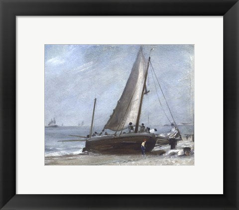 Framed Art Frame Art Brighton Beach with Fishing Boats and Crew by John Constable Wall Decor 18x24 Artwork