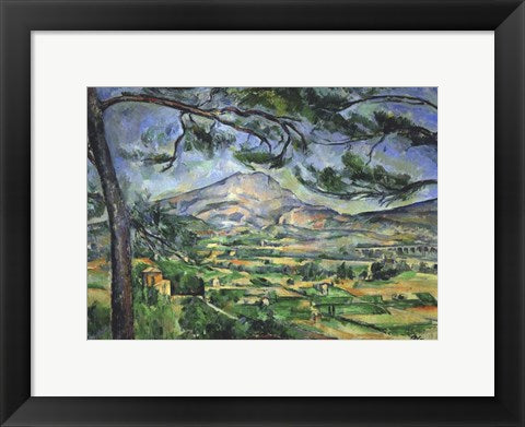 Framed Art Mont Sainte-Victoire with Large Pine Tree by Paul Cezanne Wall Decor 18x24 Artwork