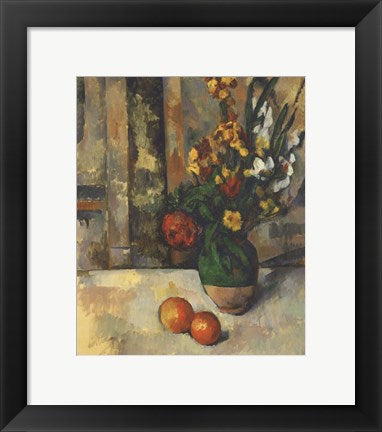 Framed Art Vase and Apples by Paul Cezanne Wall Decor 18x24 Artwork