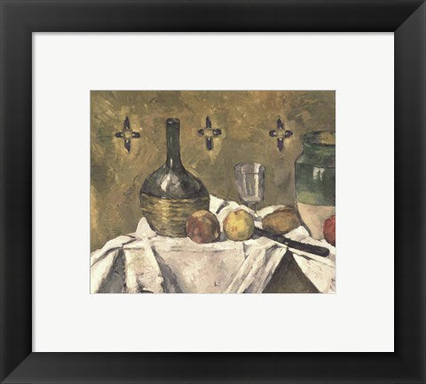 Framed Art Glass and Fruit Flask by Paul Cezanne Wall Decor 18x24 Artwork
