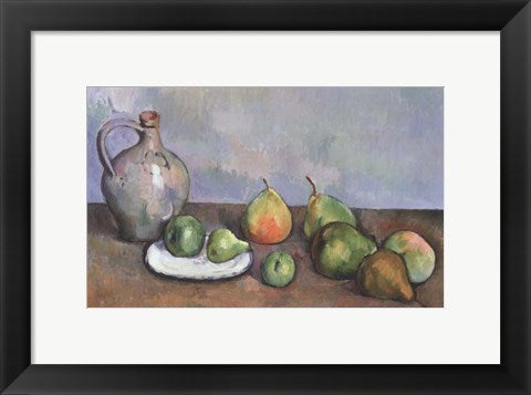 Framed Art Still Life with Pitcher and Fruit by Paul Cezanne Wall Decor 18x24 Artwork
