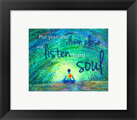 Framed Art Yoga - Put Your Ear Down Close and Listen by Sports Mania Wall Decor 18x24 Artwork