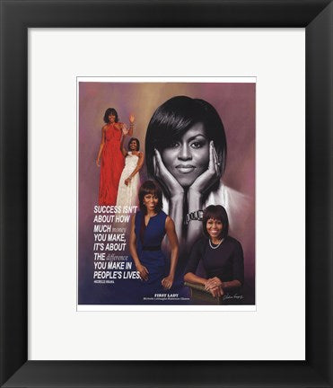 Framed Art First Lady Michelle Obama by Wishum Gregory | 11 x 8 ½