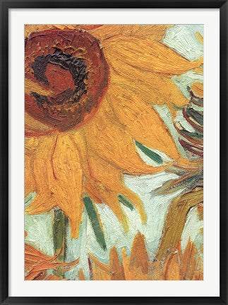 Framed Art Vase with Twelve Sunflowers, .c1888 (detail) by Vincent Van Gogh Wall Decor 18x24 Artwork