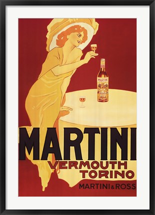 Framed Art Martini Rossi - Torino by Marcello Dudovich Wall Decor 18x24 Artwork
