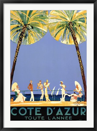 Framed Art Cote d'Azur by Jean-Gabriel Domerque Wall Decor 18x24 Artwork