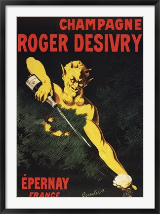 Framed Art Frame Art Champagne Roger Desivry by Jacques Courtois Wall Decor 18x24 Artwork