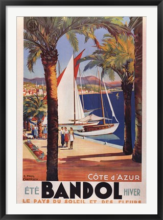Framed Art Frame Art Cote d'Azur (Bandol) by E. Paul Champseix Wall Decor 18x24 Artwork