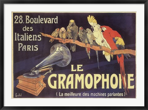 Framed Art Gramophone by Charles Bombled Wall Decor 18x24 Artwork