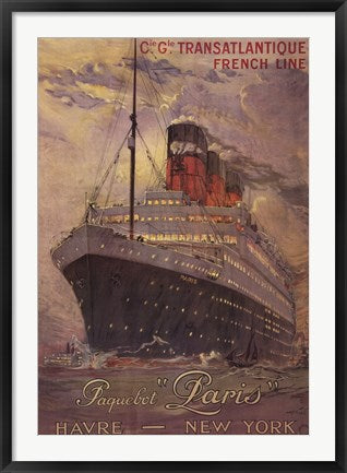 Framed Art Paquebot Paris by Albert Sebile Wall Decor 18x24 Artwork