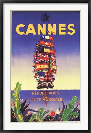 Framed Art Cannes by M. Pecnard Framed Art for your Home Wall Decor 18x24 Artwork