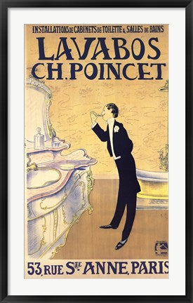Framed Art Lavabos Ch. Poincet Wall Decor 18x24 Artwork