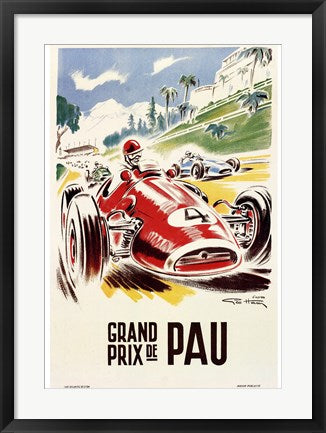 Framed Art Grand Prix de Pau by George Ham Wall Decor 18x24 Artwork