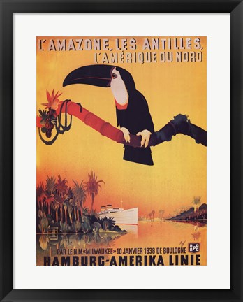 Framed Art L'Amazone les Antilles by Fuss Wall Decor 18x24 Artwork