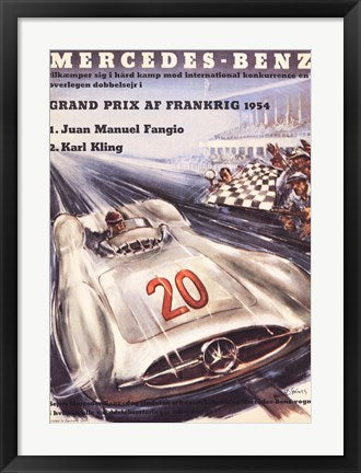 Framed Art Mercedes Benz by H. Liskars Wall Decor 18x24 Artwork