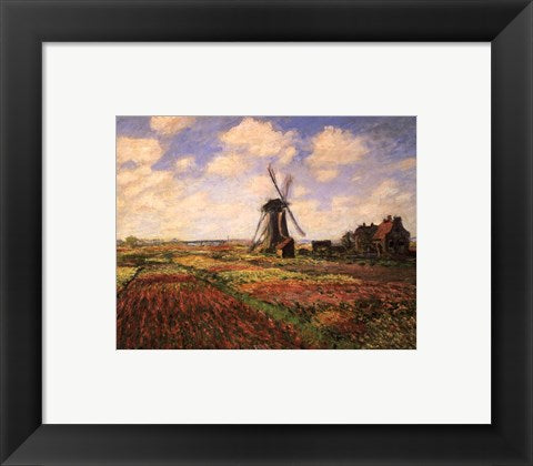 Framed Art Tulip Fields with Windmill by Claude Monet Wall Decor 18x24 Artwork