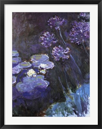 Framed Art Waterlillies and Agapanthus by Claude Monet Wall Decor 18x24 Artwork