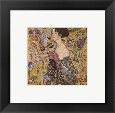 Framed Art Lady with Fan, c.1917 by Gustav Klimt Wall Decor 18x24 Artwork