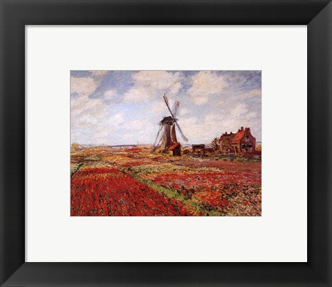 Framed Art Champ de Tulipes by Claude Monet Wall Decor 18x24 Artwork