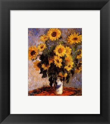 Framed Art Sunflowers, c.1881 by Claude Monet Wall Decor 18x24 Artwork