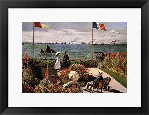 Framed Art Balcony on the Sea by Claude Monet Wall Decor 18x24 Artwork