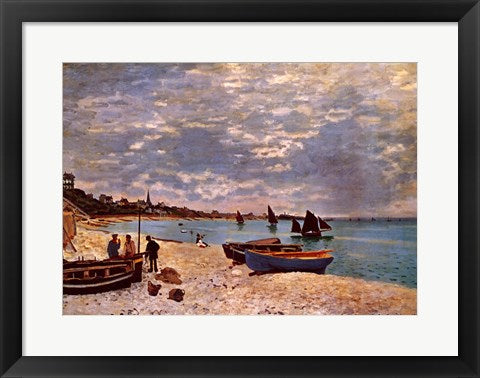Framed Art Framed Beach at Sainte-Adresse by Claude Monet Wall Decor18x24 Artwork