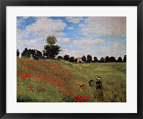 Framed Art Corn Poppies by Claude Monet Wall Decor 18x24 Artwork