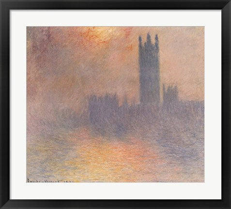 Framed Art London Houses of Parliament by Claude Monet Wall Decor 18x24 Artwork