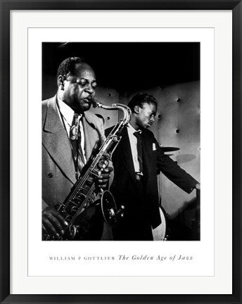 Framed Coleman Hawkins and Miles Davis by William Gottlieb