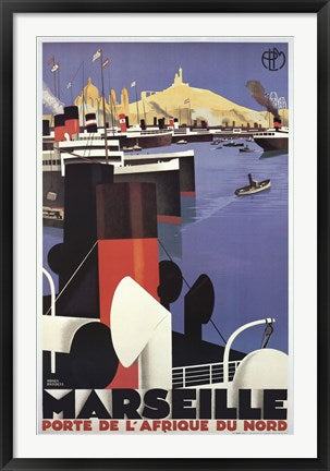 Framed Marseille by Roger Broders | 38 1/4 x 24 1/2