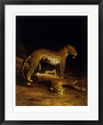 Framed Two Leopards by Jacques-Laurent Agasse | 28 x 22