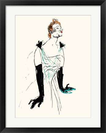 Framed Yvette Guilbert by Henri de Toulouse-Lautrec | 24 x 18