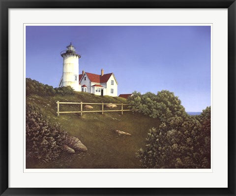 Framed Art Wood's Hole Lighthouse by Daniel Pollera | 23 1/4 x 29 1/2