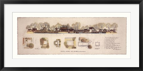 Framed Oriental Gardens by Roger Vilar | 11 1/4 x 32