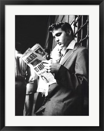 Framed Elvis Reading the Sunday Mirror 24 x 18